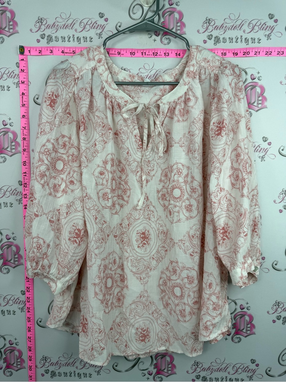 Jane and Delancey shirt white Cream Blouse with Rose Print